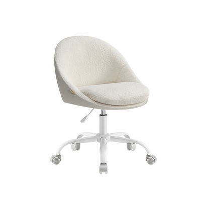 Home Office Sherpa Make-Up Chair, skrivebordsstol, skumpolstring, højdejusterbar, til studie, soveværelse, Cappuccino Beige/Cloud White