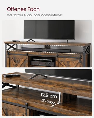 VASAGLE TV-skåp lantlig stil vintagebrun-svart