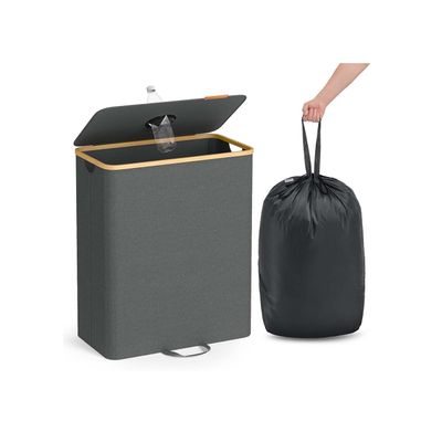 SONGMICS insamlingsbehållare för pantflaskor 135 L skiffergrå-naturbeige