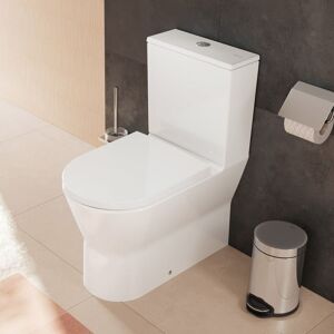 Hansgrohe EluPura Original S Stand WC für aufgesetzten Spülkasten 640 wandbündig mit horizontalem/vertikalem Abgang, AquaChannel Flush, HygieneEffect, Badkeramik, weiß - weiß