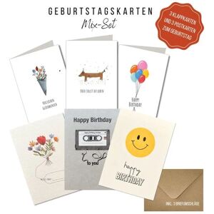 KEITCARDS Geburtstagskarten mixed Set - 3 Postkarten und 3 Klappkarten