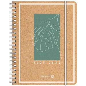 Baier & Schneider "BRUNNEN Schülerkalender (2025/2026) ""Jungle Leaf"", 2 Seiten = 1 Woche, A6, 208 Seiten, Kraftpapier-Einband"