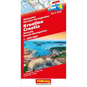 Hallwag Kroatien, Slowenien, Bosnien-Herzegowina Strassenkarte 1:500 000