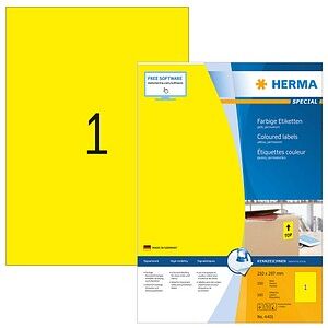 100 HERMA Etiketten 4401 gelb 210,0 x 297,0 mm