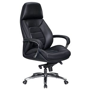 AMSTYLE XXL Chefsessel, SPM1.435 Leder schwarz, Gestell alu schwarz