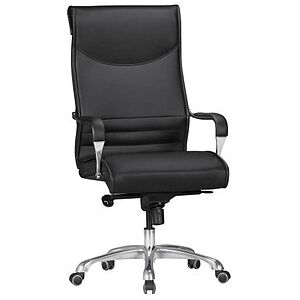 AMSTYLE XXL Chefsessel, SPM1.404 Kunstleder schwarz, Gestell silber schwarz