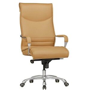 AMSTYLE XXL Chefsessel, SPM1.405 Kunstleder braun, Gestell silber caramel