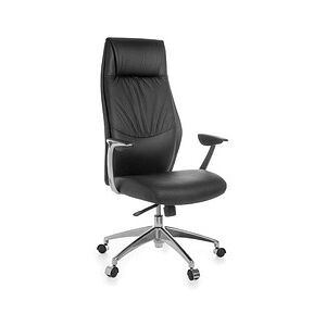 AMSTYLE XXL Chefsessel, SPM1.141 Leder schwarz, Gestell silber schwarz
