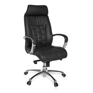 AMSTYLE Chefsessel, SPM1.158 Leder schwarz, Gestell silber schwarz