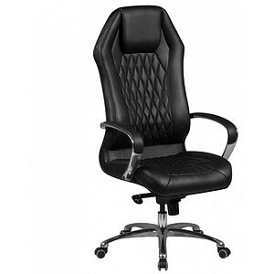 AMSTYLE Chefsessel, SPM1.295 Leder schwarz, Gestell silber schwarz