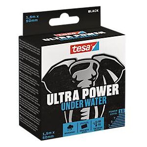 tesa® Montageband Ultra Power Under Water, robust, wasserfest, temperatur-/wetter-/UV-beständig, 1 Rolle mit L 1,5 m x B 50 mm, schwarz
