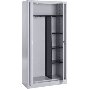 mauser Stahlschrank mit Einschwenktüren, Garderobe, 3 kurze Fachböden, Tiefe 420 mm, weißaluminium