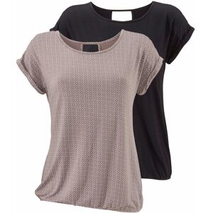 LASCANA Kurzarmshirt »mit modischem Cut-Out«, (2er-Pack), aus weichem Viskose-Stretch taupe-gemustert, schwarz taupe-gemustert, schwarz