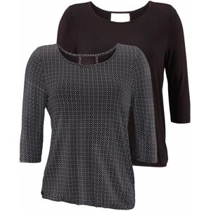 LASCANA 3/4-Arm-Shirt »mit modischem Cut-out«, (2er-Pack), aus weichem Viskose-Stretch schwarz-gemustert, schwarz schwarz-gemustert, schwarz