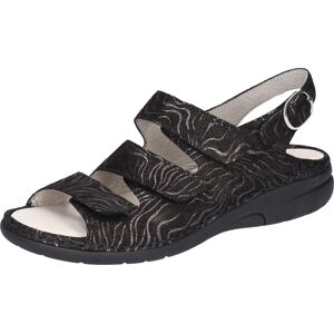 Waldläufer Riemchensandale »GUNNA«, Sommerschuh, Sandalette, Keilabsatz, in Metallic-Optik, G-Weite schwarz schwarz