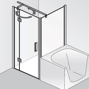HSK Duschkabinenbau KG HSK Aperto Drehtür pendelbar an Nebenteil mit verkürzter Seitenwand 2800-2831