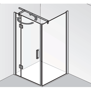 HSK Duschkabinenbau KG HSK Aperto Drehtür pendelbar an Nebenteil mit Seitenwand 2800-2830