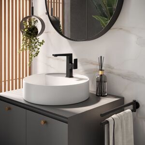 Herzbach Deep Black Waschtischarmatur 36.220335.1.12 L-Size, mit Zugstangen-Ablaufgarnitur, schwarz matt