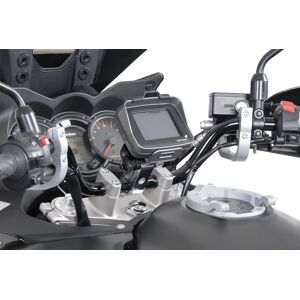 SW-Motech Navi-Halter mit Lenkerklemme - Für Lenker Ø 25,4 mm. Vibrationsgedämpft. Silbern. silber unisex