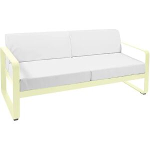 Fermob Bellevie 2-Sitzer Sofa mit grauweißem Kissen zitronensorbet