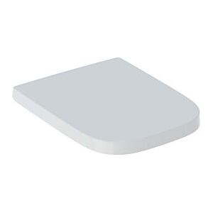 Geberit Renova Plan WC-Sitz 500691011 eckig, Befestigung von oben, Scharniere Messing verchromt, mit Absenkautomatik, weiß