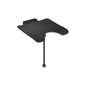 Hewi System 900 Duschklappsitz 900.51.21460CV Edelstahl pulverbeschichtet schwarz matt, Polyamid matt schwarz, mit Schamausschnitt