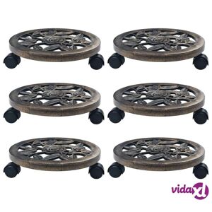 vidaXL Plant Trolleys 6 pcs Bronze 30 cm Plastic