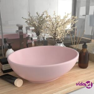 vidaXL Luxury Basin Oval-shaped Matt Pink 40x33 cm Ceramic