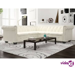 vidaXL Chesterfield Corner Sofa 5-Seater Artificial Leather White