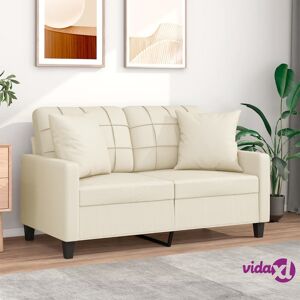 vidaXL 2-Seater Sofa with Throw Pillows Cream 120 cm Faux Leather