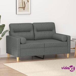 vidaXL 2-Seater Sofa with Throw Pillows Dark Grey 120 cm Fabric