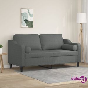 vidaXL 2-Seater Sofa with Throw Pillows Dark Grey 140 cm Fabric