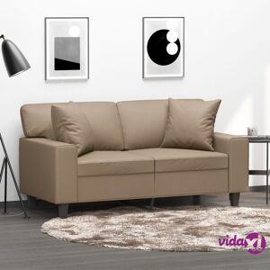 vidaXL 2-Seater Sofa with Throw Pillows Cappuccino 120 cm Faux Leather