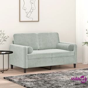 vidaXL 2-Seater Sofa with Throw Pillows Light Grey 120 cm Velvet