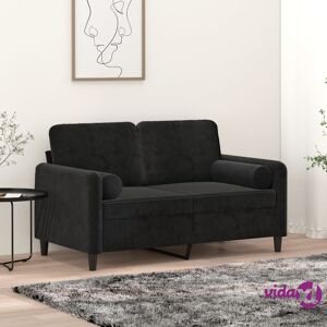 vidaXL 2-Seater Sofa with Throw Pillows Black 120 cm Velvet