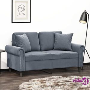 vidaXL 2-Seater Sofa with Throw Pillows Dark Grey 120 cm Velvet