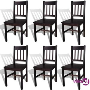 vidaXL Dining Chairs 6 pcs Brown Pinewood