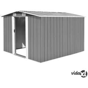 vidaXL Garden Shed 257x298x178 cm Metal Grey