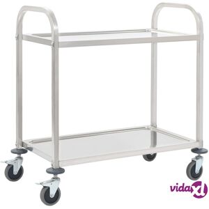 vidaXL 2-Tier Kitchen Trolley 96.5x55x90 cm Stainless Steel