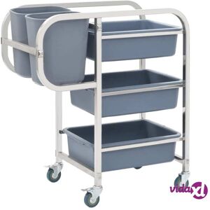 vidaXL Kitchen Cart with Plastic Containers 82x43.5x93 cm