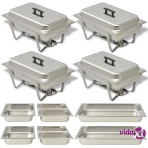 vidaXL 4 Piece Chafing Dish Set Stainless Steel