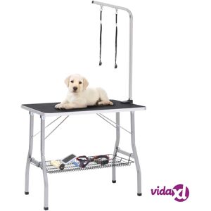 vidaXL Adjustable Dog Grooming Table with 2 Loops and Basket