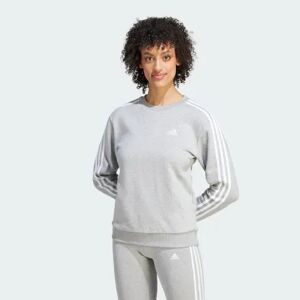 Adidas Essentials 3-Stripes Fleece Sweatshirt Grey / White XS - Women Lifestyle Sweatshirts XS
