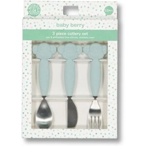 baby-berry Baby Silicone 3Pce Cutlery Set SKY GRAY size One Size