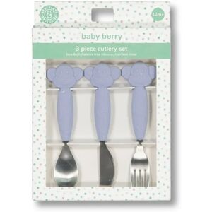 baby-berry Baby Silicone 3Pce Cutlery Set ZEN BLUE (SOLID) size One Size