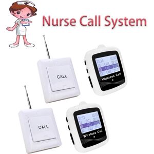 Wireless Paging System 2 Watches Receiver Big Screen + 2 Buttons For Nurse Call Hospital Equipment