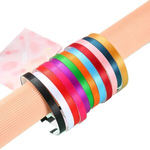 10pcs/Lot 10mm Candy-Colored Satin Ribbon Covered Hairband Baby Girl Hair Accessories Fabric Wrapped Plastic Headbands 12 Colors