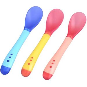 Hot Sale 3pcs/set Small Toddlers Utensils Plastic Baby Spoons Infant Feeding Tool Heat Sensitive Kids Tableware