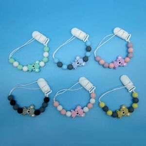 Silicone Cute Koala Baby Teething Pacifier Clips Baby Pacifier Chain Silicone Loose Beads Molar Teether Toy Gift Baby Items