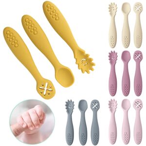 3PCS Silicone Spoon Fork For Baby Utensils Set Feeding Food Toddler Learn To Eat Training Soft Fork Cutlery Children's Tableware